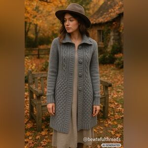 La Llama M Grey Alpaca Hooded Sweater Coat – Old Money Cottagecore